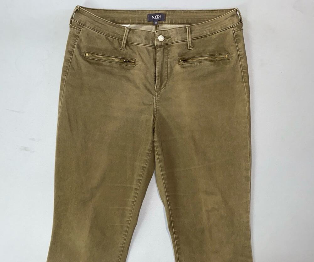 NYDJ Lift/Tuck Faux Zip Pocket Sateen Stretch Taper Moto Ankle Jeans. Women's 12